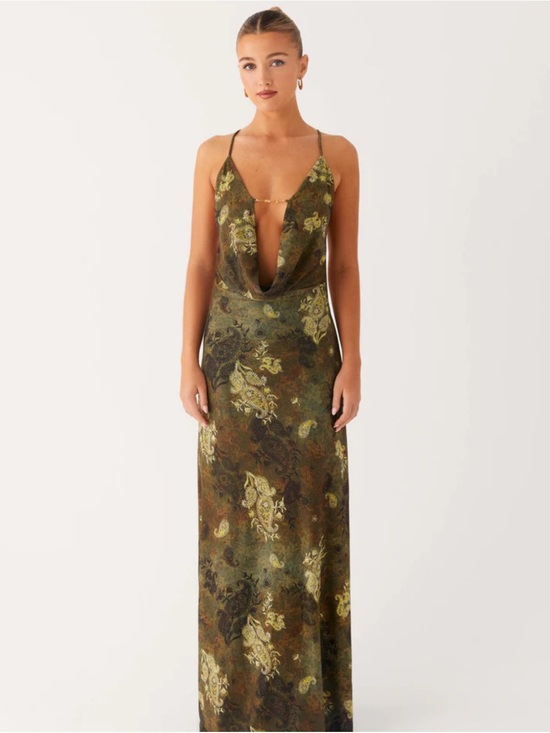 Peppermayo Dresses & Skirts - NWT Peppermayo Olive Paisley Cowl-Neck Slip Dress
